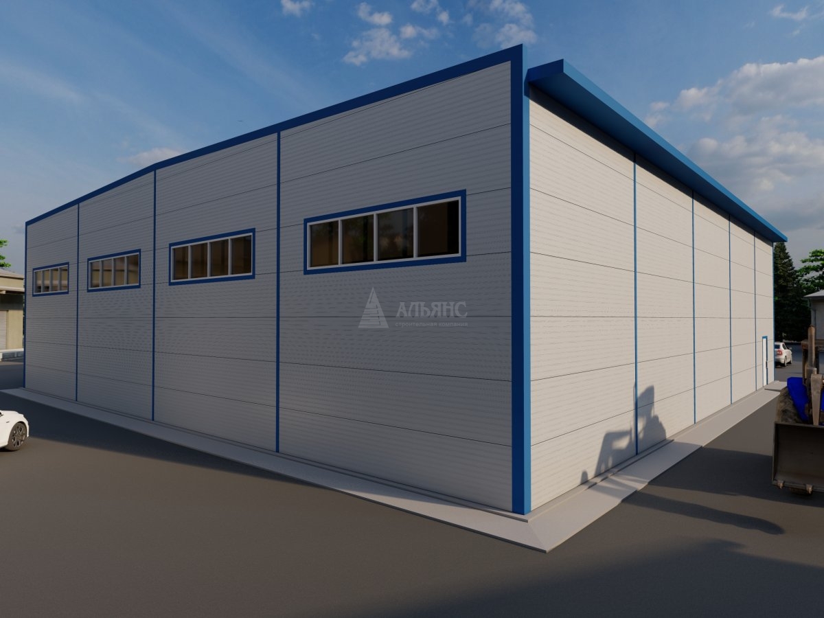 3D визуализация Проект СТО из сэндвич-панелей - фото 3