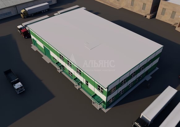 3D визуализация Офисно-складское здание из сэндвич-панелей - фото 5